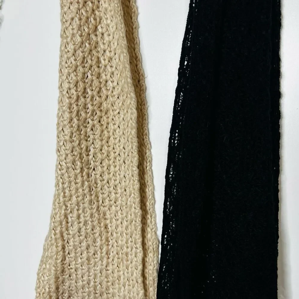 Aeropostale Infinity Warm Knit Scarf Bundle Tan Black
